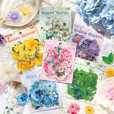 60 szt./opak. Naklejki klastry kwiatowe rośliny Junk Journal Kreatywne artykuły papiernicze DIY Dekoracyjne naklejki Scrapbook Artykuły szkolne