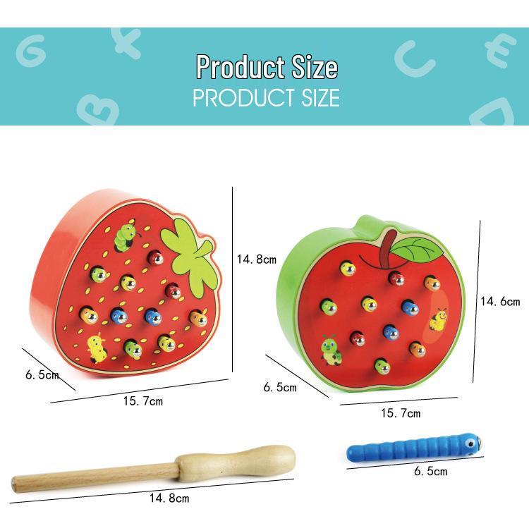Wooden Magnetic Bug Catching Toy for Kids - Enhances Hand-Eye Coordination, Color Memory, and Parent-Child Interaction