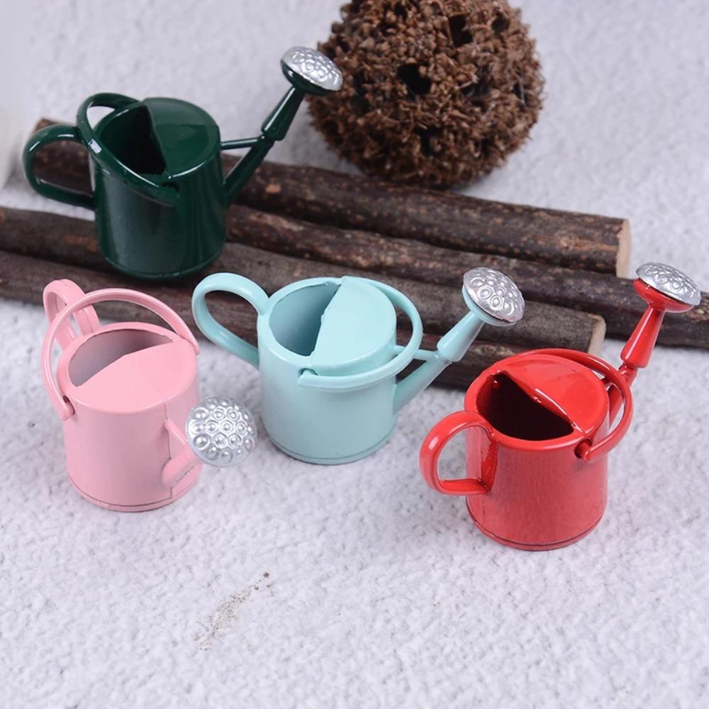 Simulated 1/12 Dollhouse Miniature Watering Can Metal Watering Can Ornament  Potted Plant Scenery