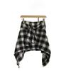 Elastic Waistband Plaid Irregular Skirt Short Skirt with Tie Up Bow Tie Sporty Street Dance Style for Women