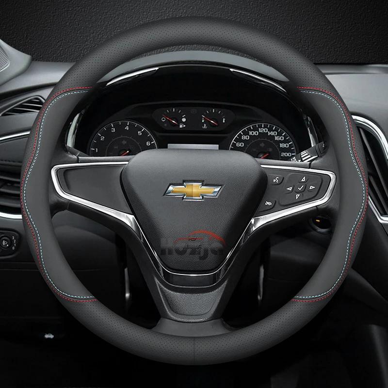 Leather Car Steering Wheel Cover for Chevrolet Chevy Malibu Spark Tracker Cruze Sonic Camaro Equinox Volt Seeker Accessories