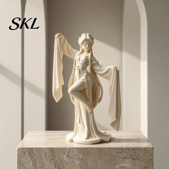 Traditional Chinese Home Decor 3D Printed Ancient Dancer Ornament, Elegant Flowing Water Sleeve Figurine, Style Dancing Girl Ornament Oriental