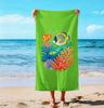 Tropical Summer Beach Towel, Microfiber Sand Free Quick Dry, Surf/Sea Life Print, Soft Absorbent