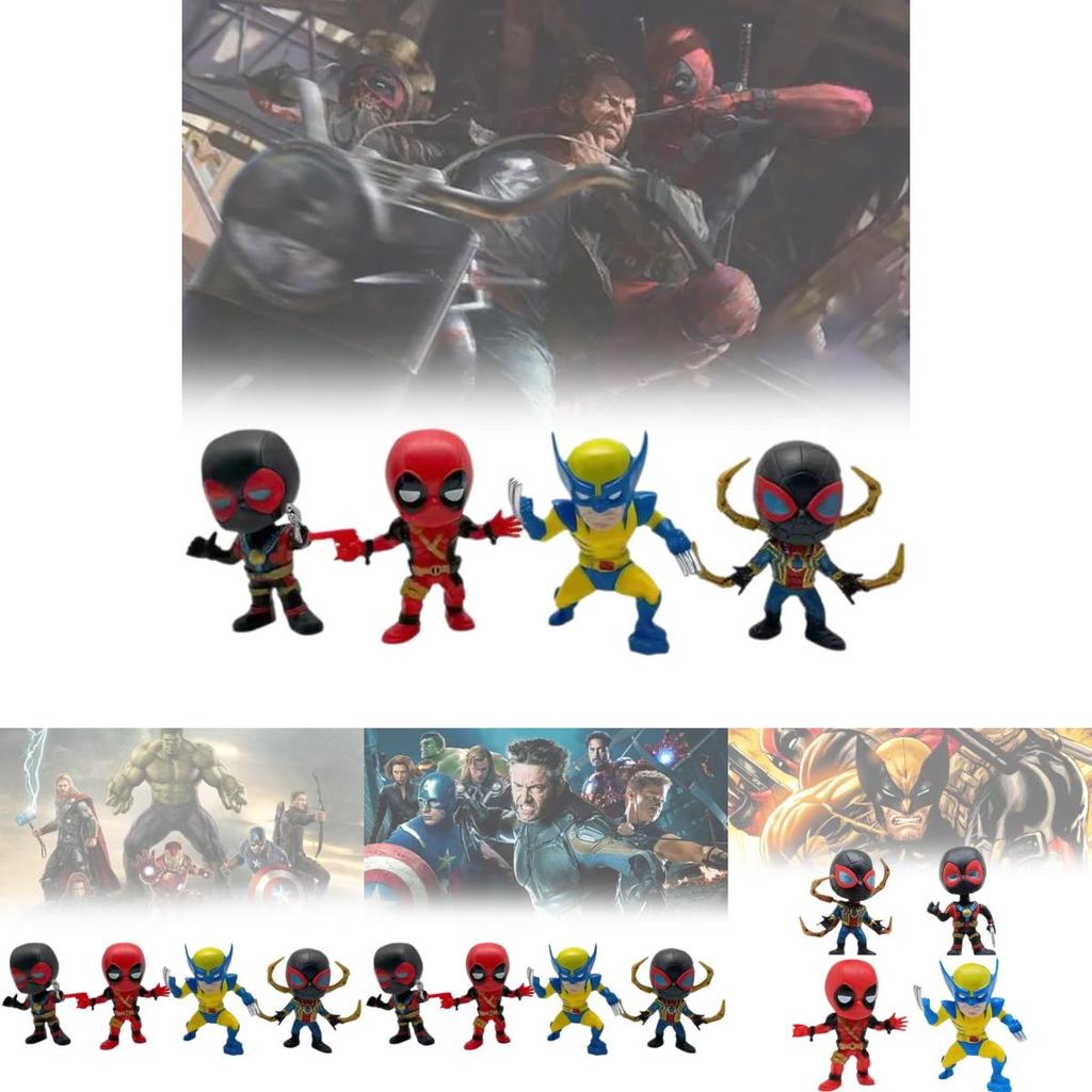 Deadpool And Wolverine Adorable Pvc Figure Superhero Movie Cartoon Decoration