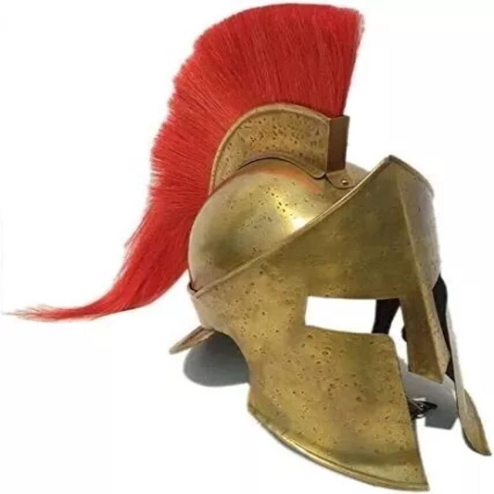 Řecká korintská přilba Starověká středověká zbroj Knight Spartan 300 replika přilby s červeným chocholem