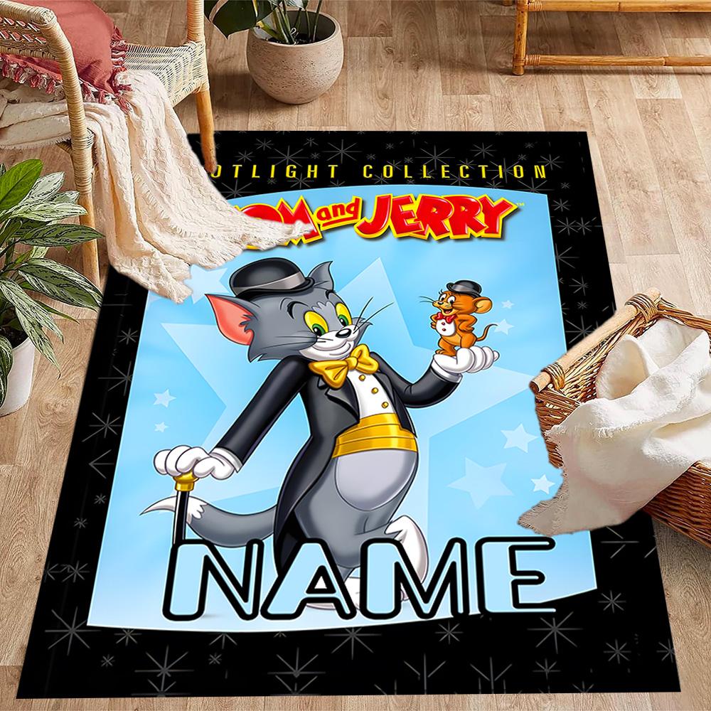 Looney Tom Jerry's Valentine Customized Name Floor Rug Office Rug Design for Balcony Living Rooms Study room Hallway Antislip Carpet Office home decor