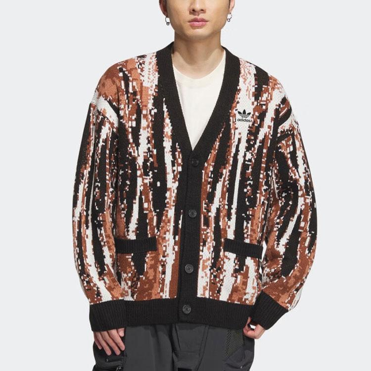 Adidas Originaler Mønstret Strikket Langermet Skjorte Herre Topper Svart IX7819