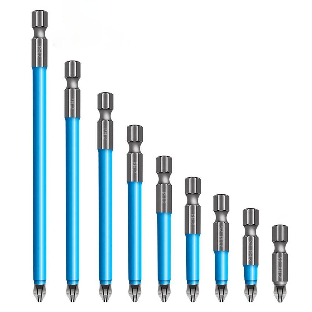 

7Pcs Magnetic Anti-Slip Screwdriver Drill Bit Set - PH2 Phillips Bits 25mm-150mm for Hand Tools 7pcs синий