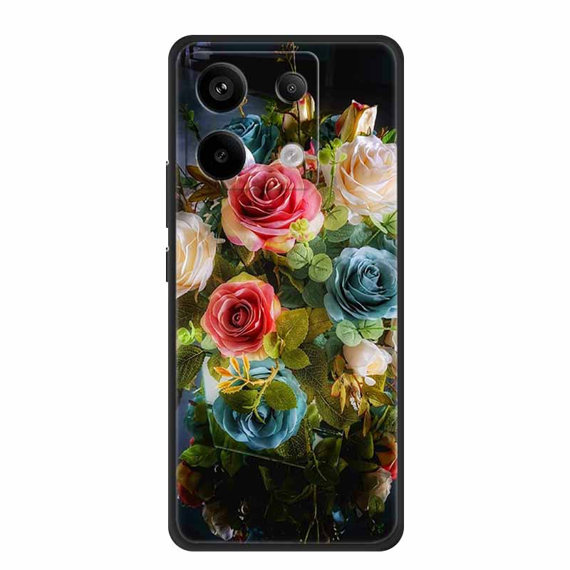 For Redmi Note 13 pro Case Pink Phone Case Fashion Silicone TPU Soft Back Cover Redmi Note 13 Pro Flower Capa 6.67" Cats Coque