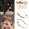 Jewelry Headwear Bridesmaid Hair Combs Leaves Hair Bands Metal Gold Leaf Wedding Hair Crown Bride Headbands