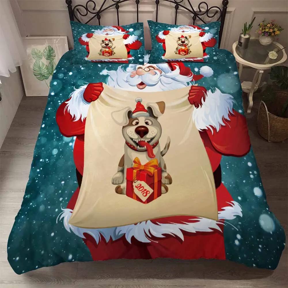 Printed Snow Santa Duvet Cover Sets King Size Bedding Set Soft Comfortable Bed Linens Bedclothes Home Textile For Christmas New