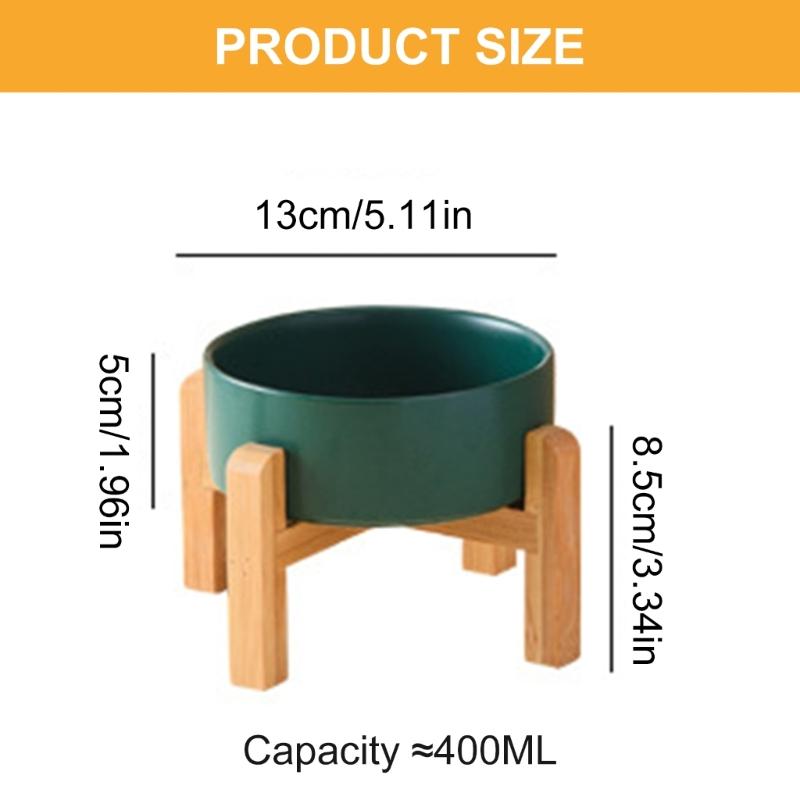 Antypoślizgowy Ceramiczny Zestaw Miseczek dla Zwierząt Podwyższony Drewniany Zestaw Podwójnych Misek Duża Pojemność Akcesoria do Karmienia Psów Kotów
