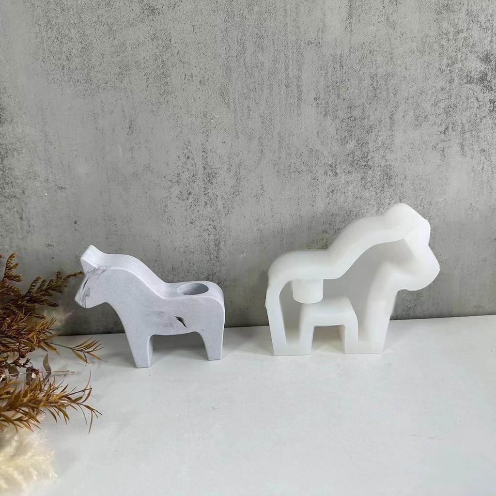 Horse Shape Candlestick Silicone Mold DIY Concrete Cement Plaster Animal Candle Holder Molds Epoxy Resin Candle Stand