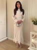 Spring 2026 Women's Solid Satin Long Sleeve Top & Skirt Set