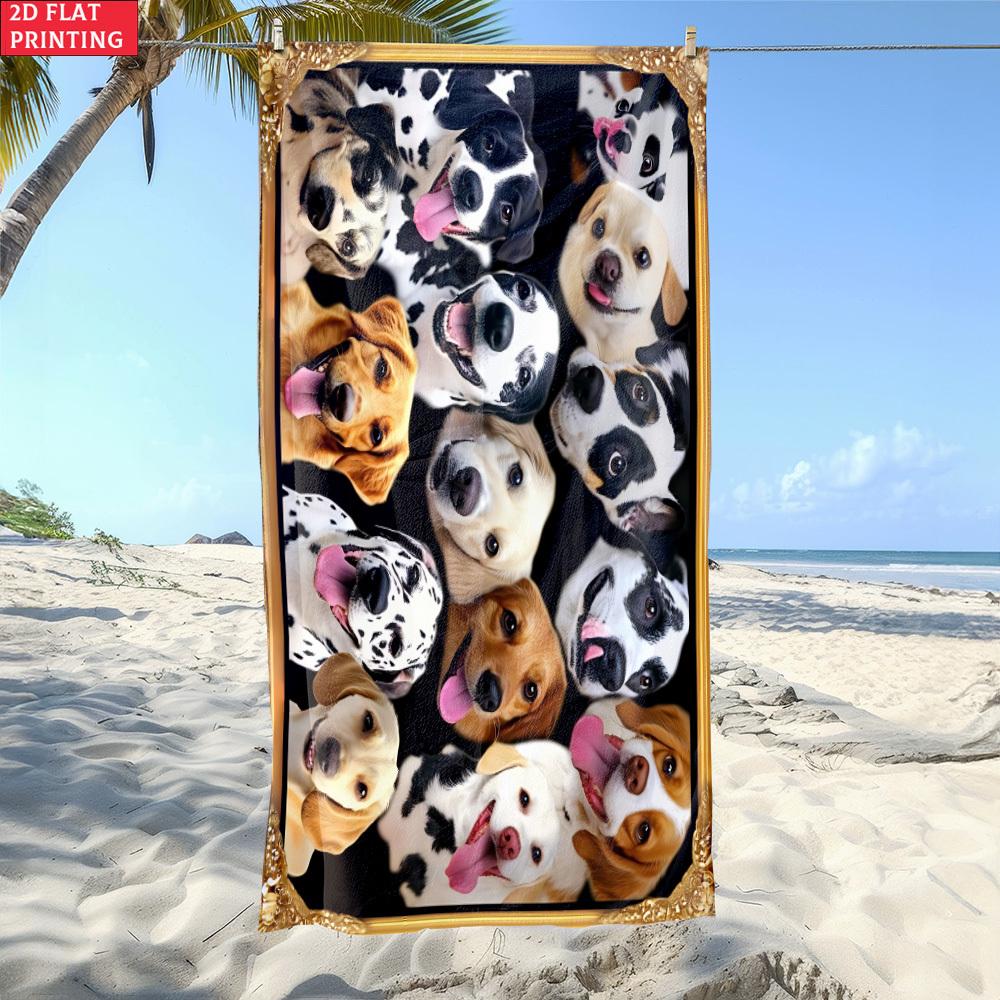 1PC Group of Dogs Extra Large Beach Towel Ultra Soft Quick Dry Microfiber Sand Free For Swimming Pool Yoga Travel Beach Accessor