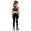 Girls U Neck Cropped Vest Cross Back Keyhole Contrast Color Pants Shorts 3Pcs Sports Set