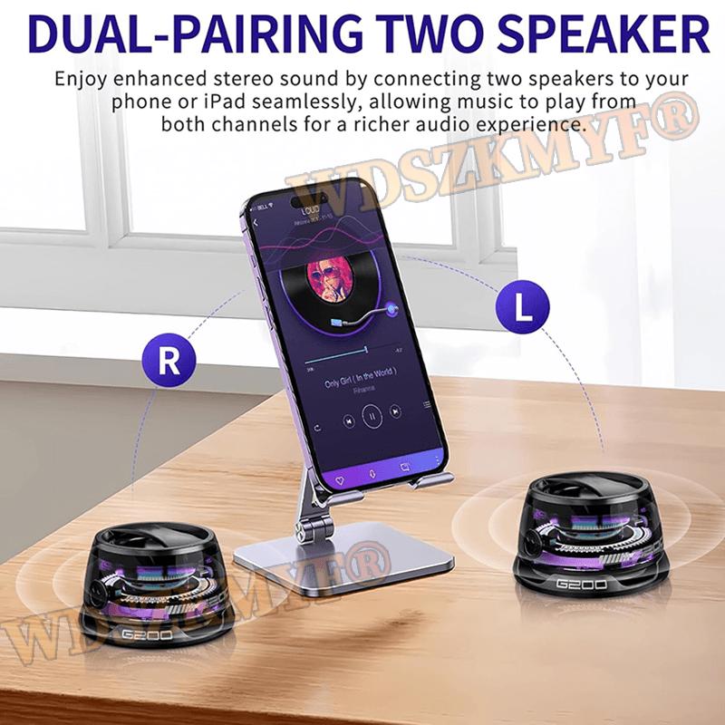 2025 NEW Portable Mini Travel Stereo Outdoor Magnetic Bluetooth Speaker Wireless with RGB Color Light and Phone Holder for ios
