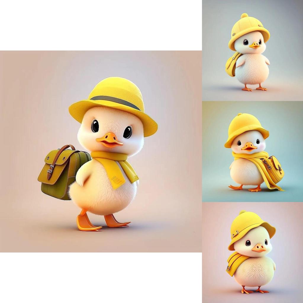 Cute Little Yellow Duck Wearing Hat Pendant With Acrylic Flat Surface For Vehicle Interior Decoration