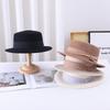 Autumn and Winter British Retro Flat Top Hat White Top Hat Women's Autumn Woolen Flat Top Hat Fashionable Jazz Hat