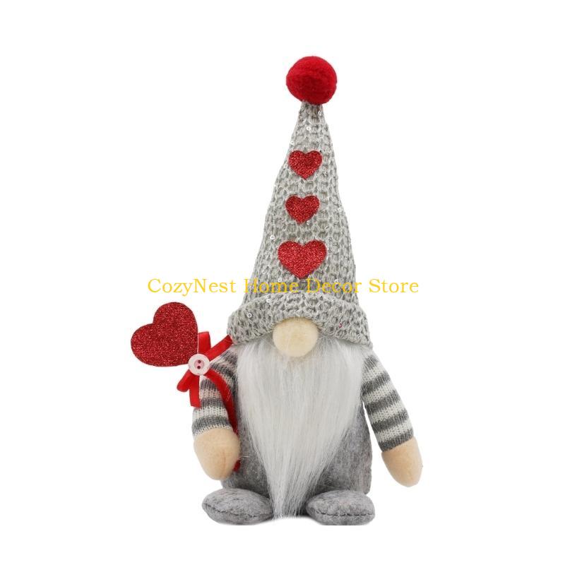 92MF Vibrantly Decoration Plushes Gnomes for Creating a Warm and Romance Setting on Valentines Day Ornamentation