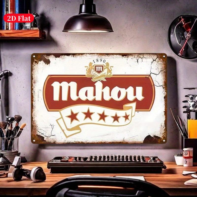 

High Definition Metal Tin Sign Mahou Retro Beer Logo Vintage Wall Art Decor for Home Bar Pub Man Cave D Flat Iron Painti 20x30cm（7.8x11.8inch）