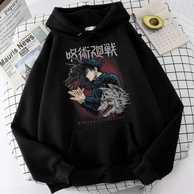 Women's Hoodies Japanese Anime Jujutsu Kaisen Hoodie  Anime Character Beast Graphic Print Pullover Sweatshirt Casual Streetwear