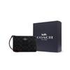 Coach Corner Zip 15 Metallic Logo Zip Closure Signature Denim And Smooth Leather Mini Clutch Women Clutch Silver Black CP440-SVBK