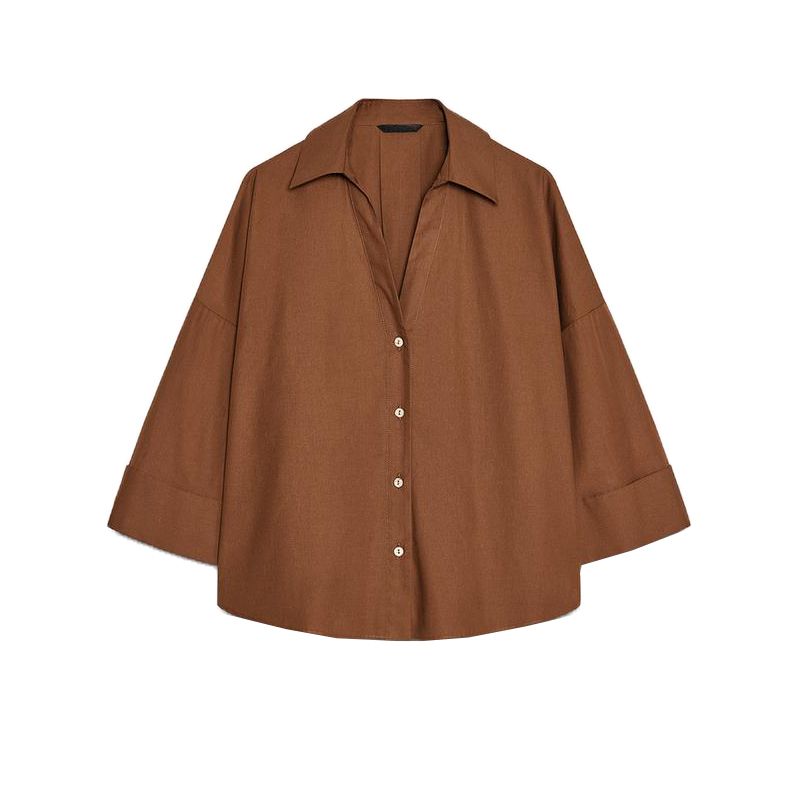 Spring and Summer New Women's Clothing Wide Sleeve Poplin Comfort and Casual Shirt 2246255 2246404 2246902