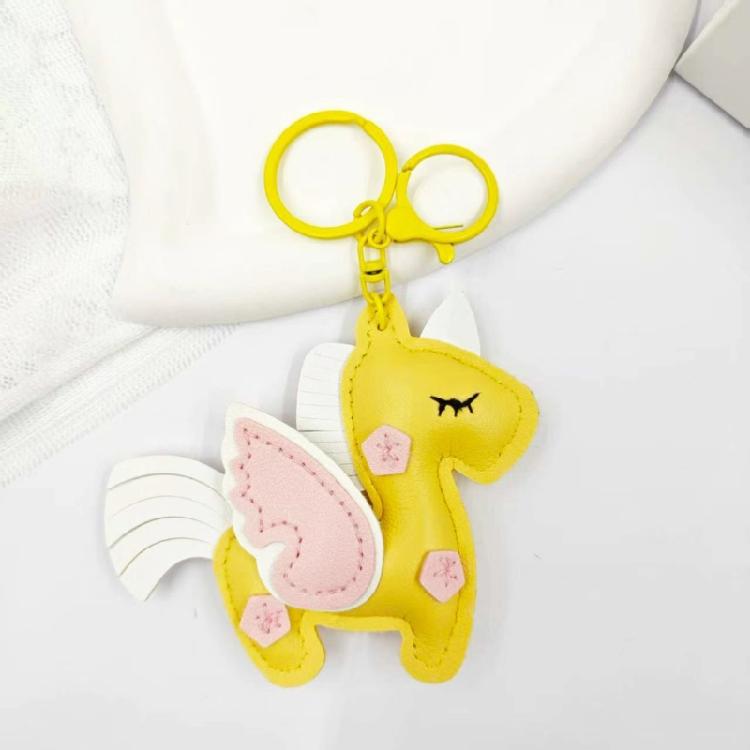 Stylish Flying Horse Motif Keychain Crafted Of Quality PU Leather Multi Functional Accessory For Men Women Gift