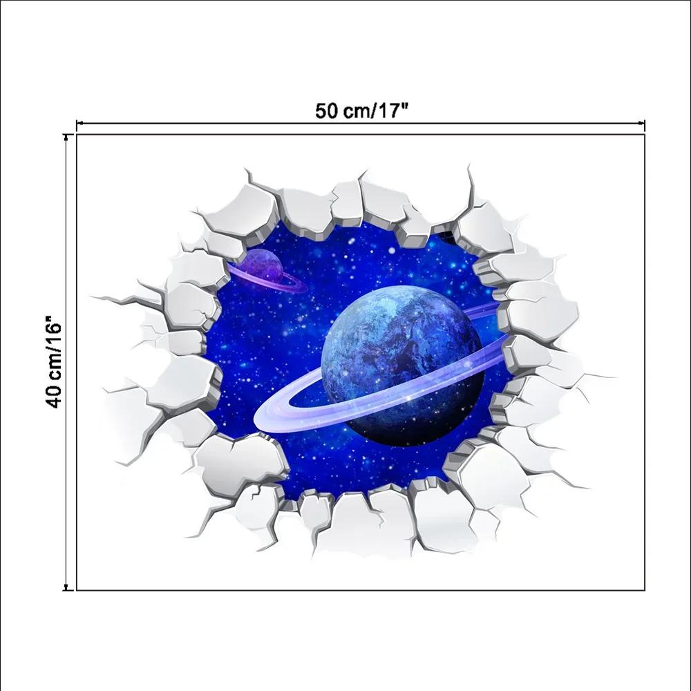 Space Galaxy Planet Wall Stickers for Kids Room Home Decor Living  Boy Bedroom Landscape Broken Universe Mural Decals Muraux