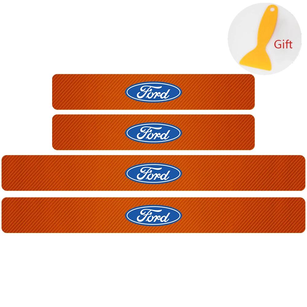 Car Sticker 2025 Hot Car Styling 4pcs Carbon Fiber Auto Door Sill Protector Stickers For Ford Focus 2 3 4 Mondeo Fiesta Ecosport
