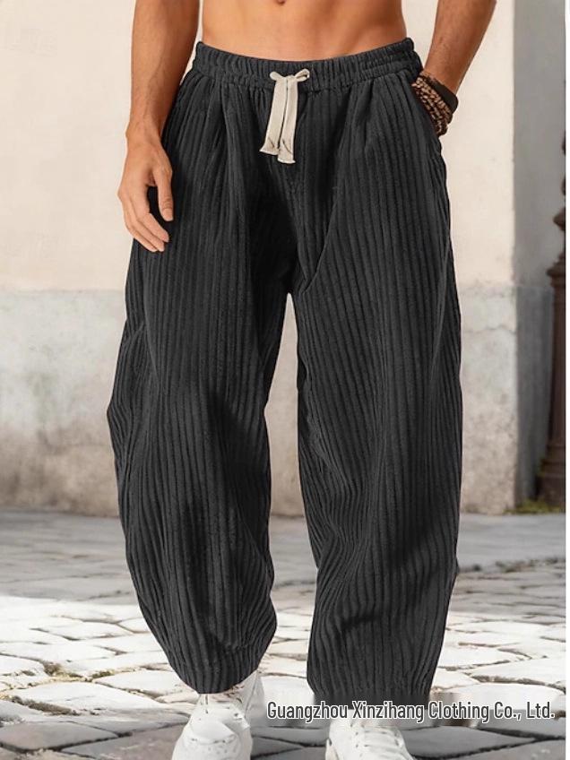 Autumn-Winter Men's Chinese Style Corduroy Harem Pants - Plus Size, Trendy & Versatile Casual Wear