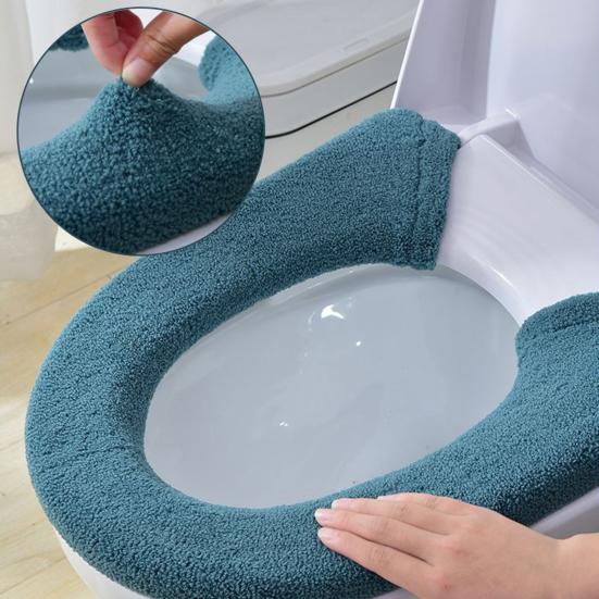 Toalettsetepute Myk komfortabel knappdesign Toalettsetetrekk Vaskbar Gjenbrukbar toalettpute for bad