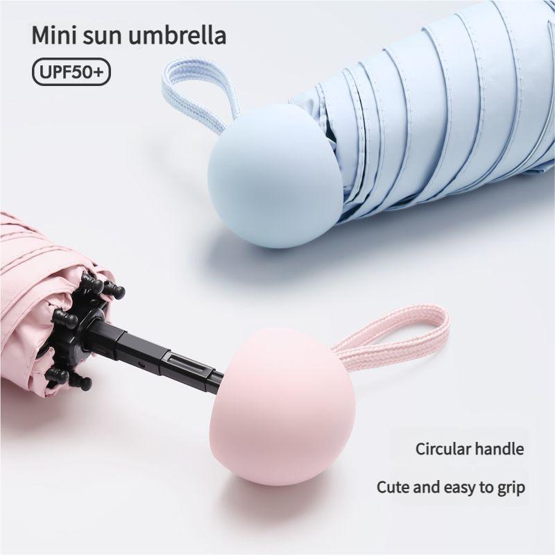 Mini Capsule Umbrella Five-Fold Six-Rib UPF50+ Sunshade UV Protection Compact Foldable Rain Umbrella for All Weather