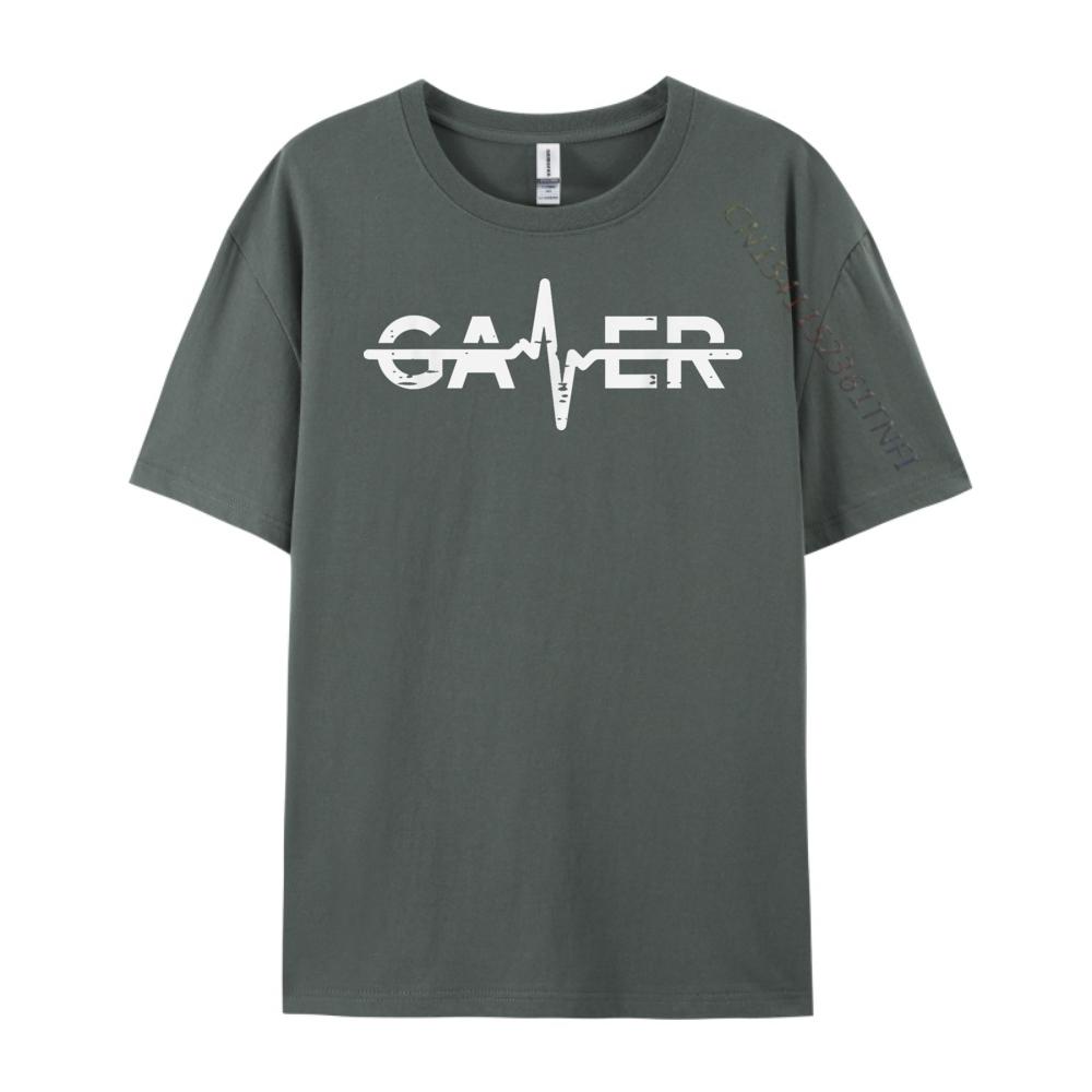 Gamer Heartbeat Funny Video Gaming Men Boys Kids Teens Youth Cream T Shirt Camisetas Harajuku Tshirt