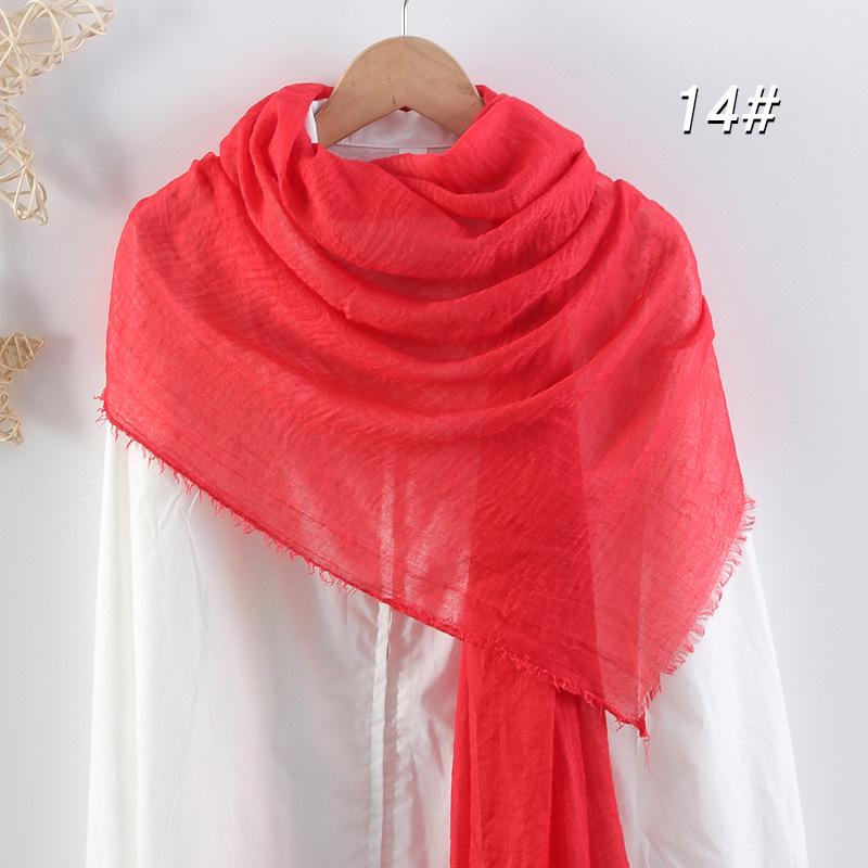 Women's Cotton Linen Silk Scarf - All-Season, Solid Color, Versatile Head and Sunshade Wrap