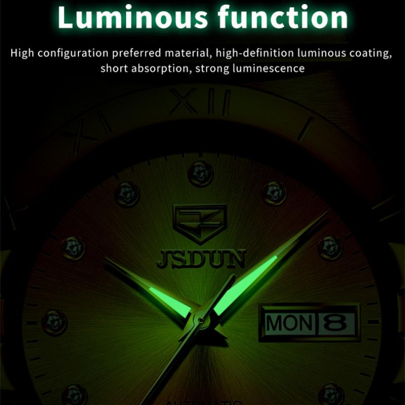 JINSHIDUN Nowy zegarek męski biznesowy i rekreacyjny W pełni automatyczny zegarek maszynowy Biznesowy wodoodporny zegarek wysokiej klasy