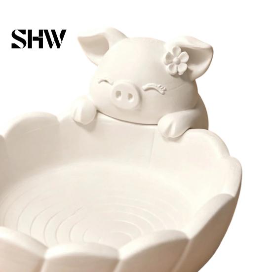 Functional Aesthetic Decoration Cute Pig Petal Storage Bowl, Matte Finish 3D Print PLA Tray, Decorative Trinket Bowl Jewelry Trinkets Organization
