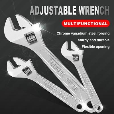 6/8/10/12/15 Inch Adjustable Wrench Large Openin Long Handle Universal Spanner Clamp Steel Mechanical Workshop Hand Repair Tools