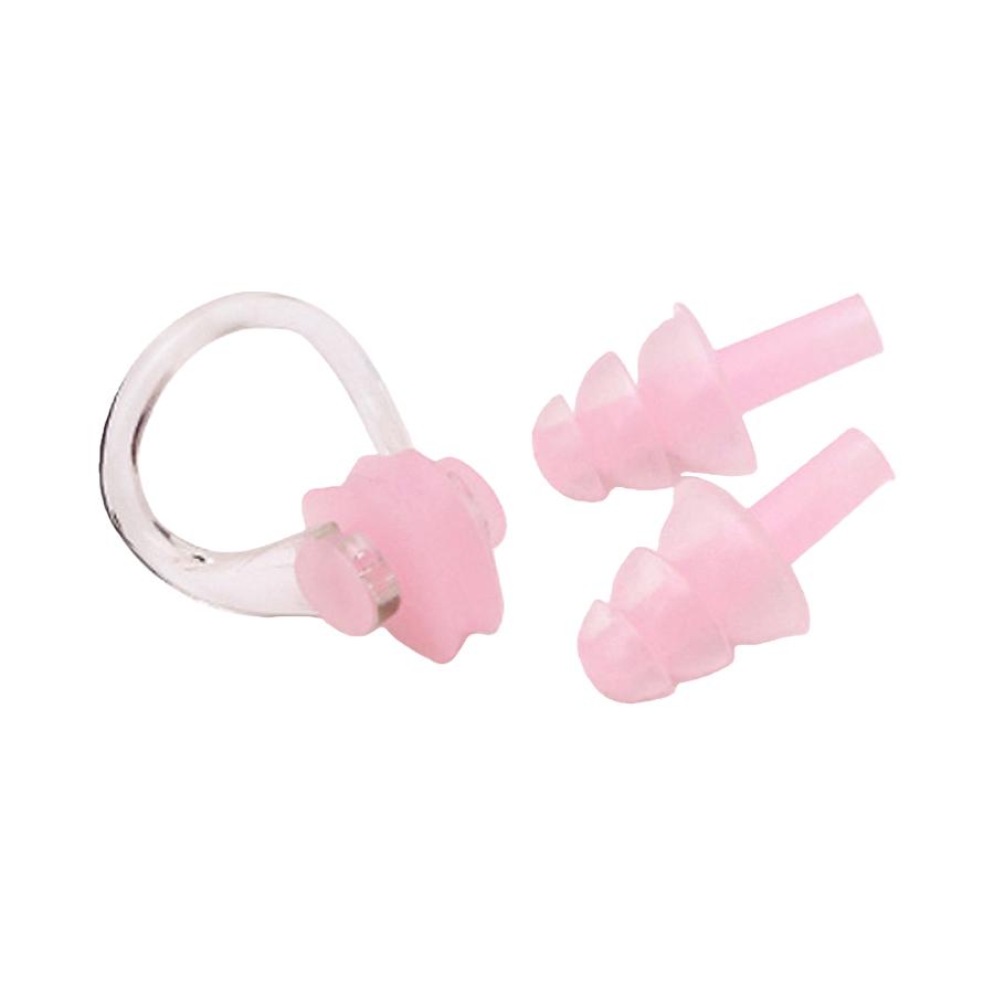 Swimming Nose Clip Earplug Set, Silicone Three-layer Waterproof Non-slip Nose Ears Protectors