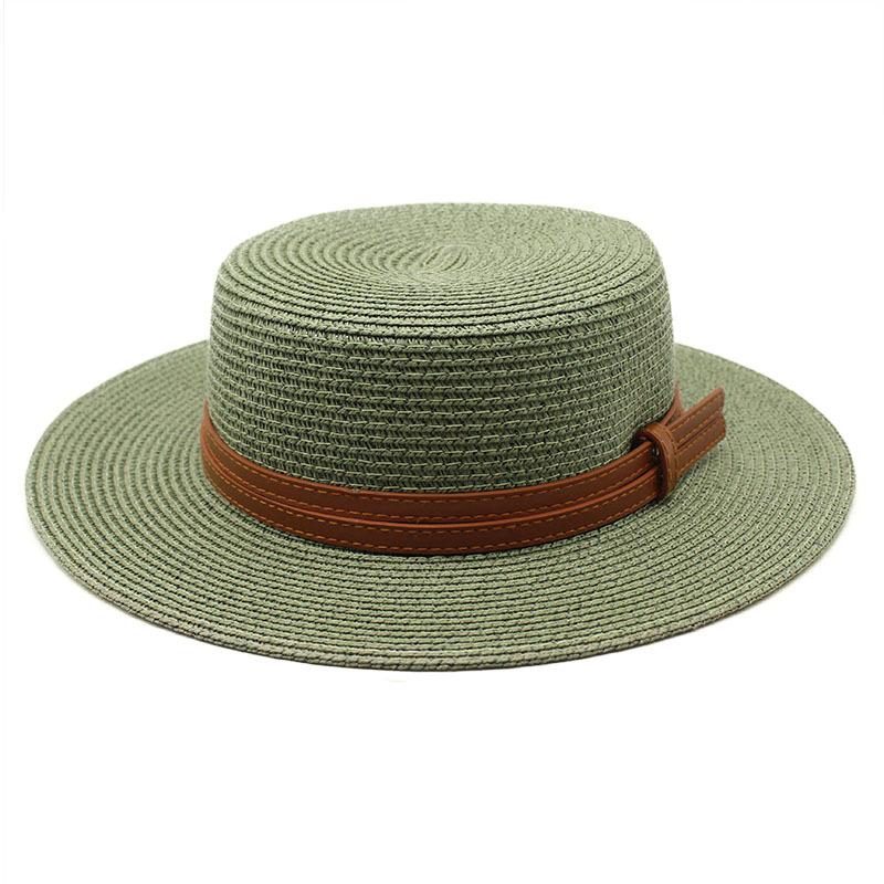 Spring And Summer Men'S And Women'S Multi-Color Decorative Flat-Top Straw Hat Outdoor Travel Sunshade Sun Protection Flat-Top Straw Hat
