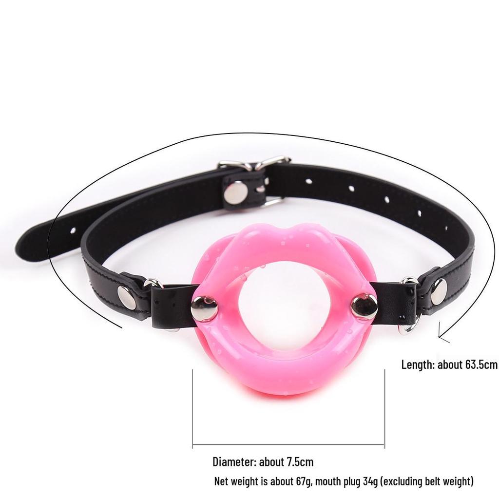 Adjustable Black Leather Silicone Mouth Gag for Adults
