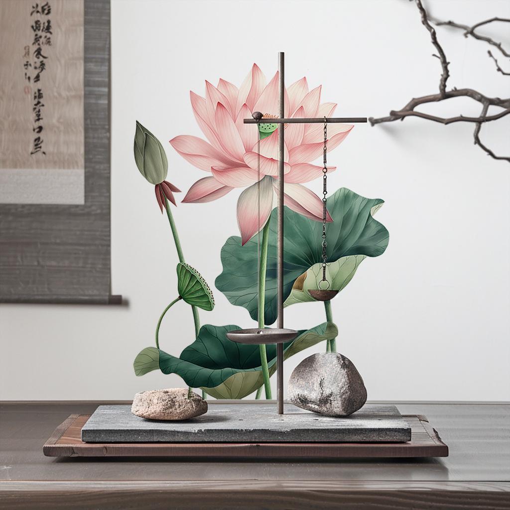 Chinese Lotus Cabinet Sticker Self Adhesive Waterproof Kitchen Cabinet Door Decor