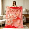 All Season Flannel Blanket with Romantic Rose Love Floral Print Soft Warm Throw Blanket for Couch Bed Living Room Office Home Decor