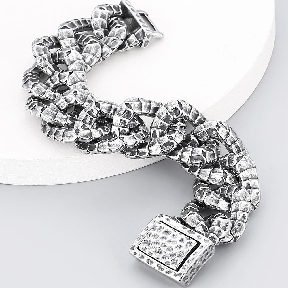 Chunky 30MM Cuban Link Chain Bracelet for Man Hip Hop Stainless Steel Jewelry Durable Gifts for Men Vintage Accessory Wholesale