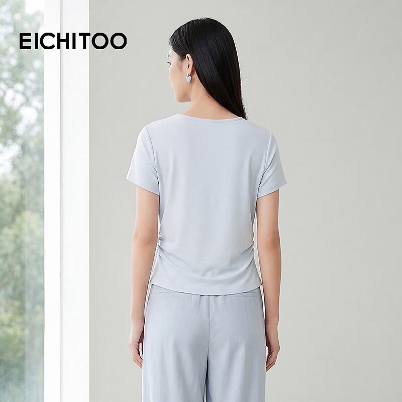 EICHITOO Women's Faux Two-Piece Short-Sleeve T-Shirt
