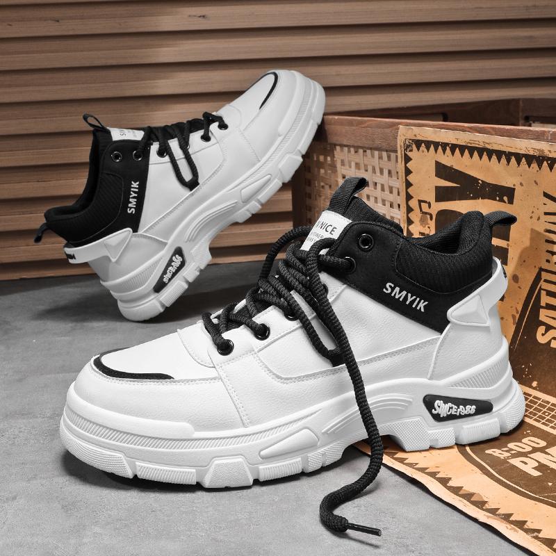 Men's Boots Soft Sole Four Seasons New Casual Fashion Thick Sole Comfortable High Top Boots Fashion Youth Versatile Work Boots
