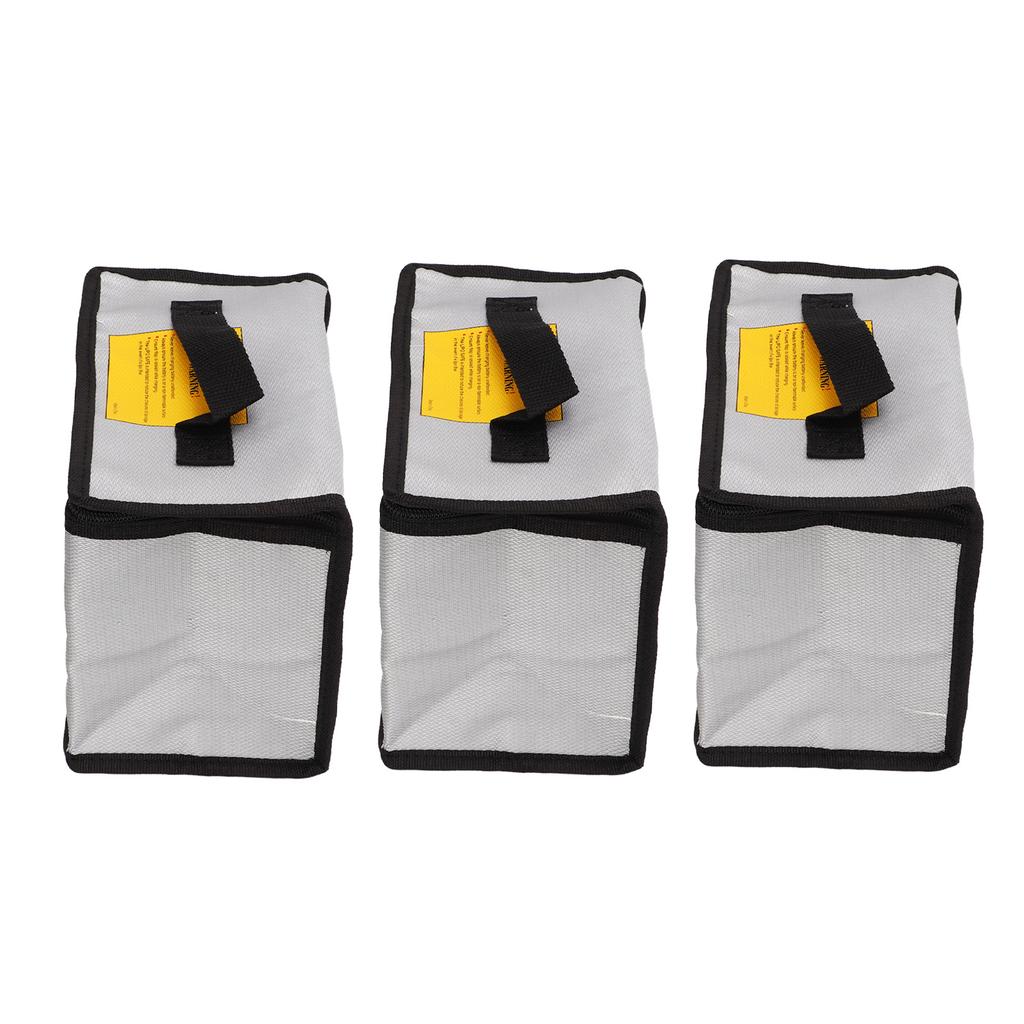 3PCS Lithium Battery Bag with Zipper Portable Fireproof Explosionproof Battery Storage Pouch