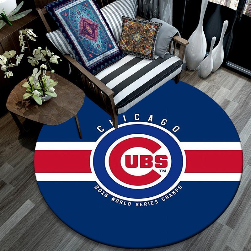 Chicago Cubs Round Area Rug,Carpet Rug for Living Room Bedroom Sofa Playroom Decor,Non-slip Floor Mat