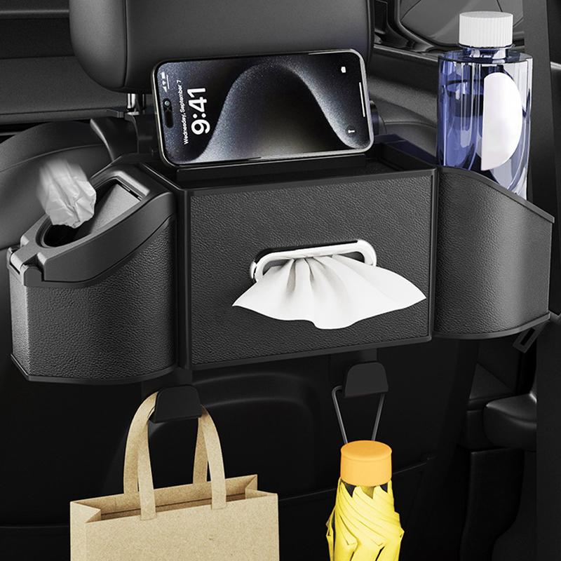 SEAMETAL 7 In 1 Car Backrest Storage Box Organizer Multifunctional Tissue Car Cup Holder Seat Back Storage Box